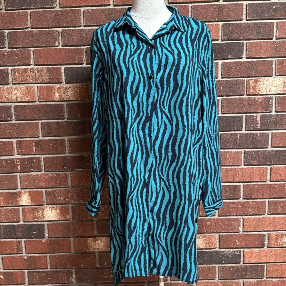 Jade Melody Tam Tiger Print Shirt‎ Dress Size Large